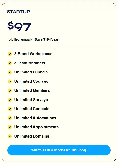 clickfunnels startup price